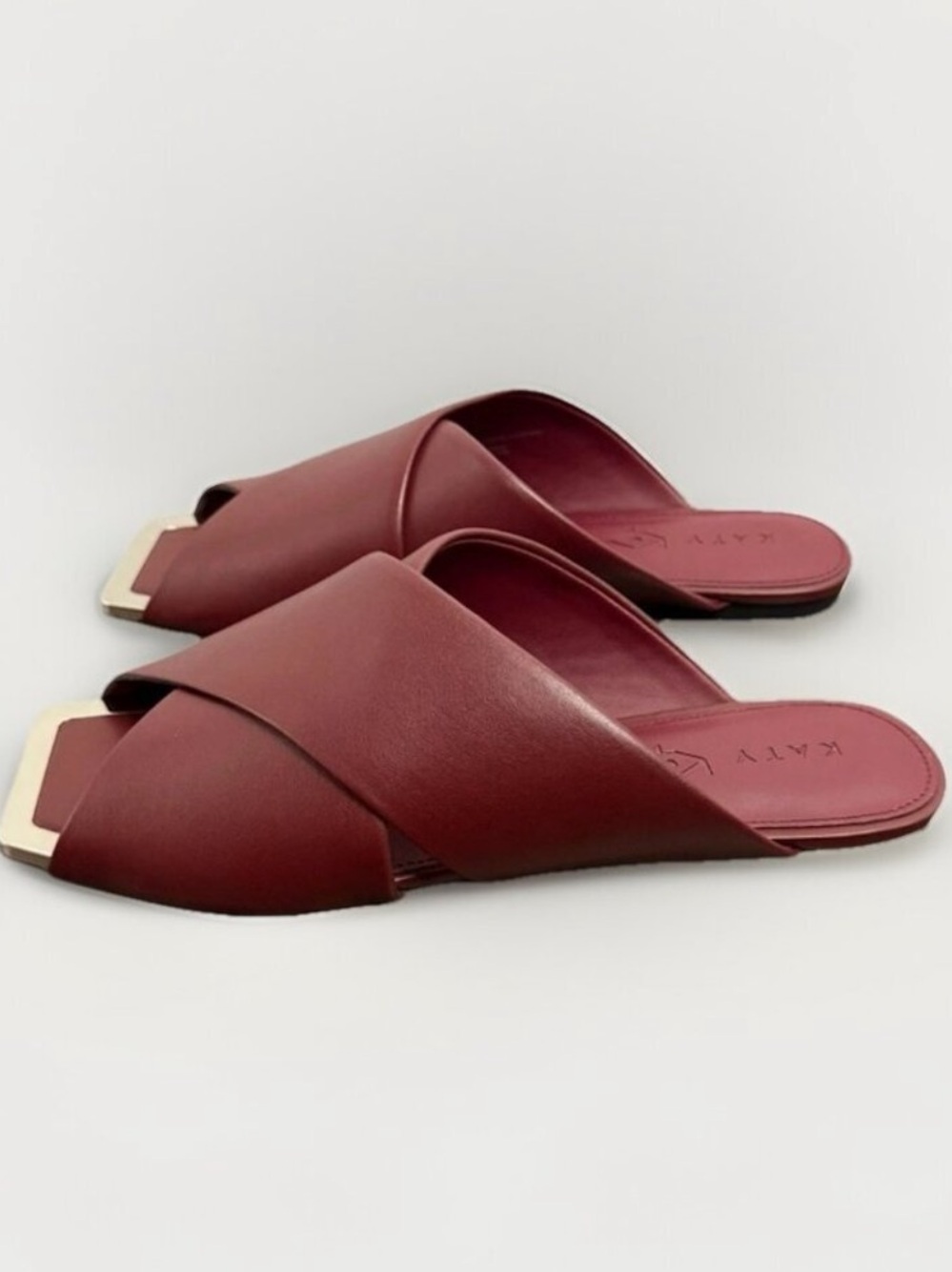 Katy Perry The Checked In Slide Sandal Softy Nappa Cranberry 8.5 NIB - Picture 2 of 7